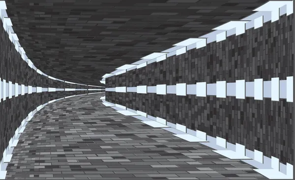 Gri Kiremitlerle Kaplı Bir Tünel Dijital Telgraf Tüneli Boyutlu Koridor — Stok Vektör