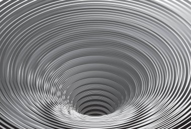 Tünel ya da solucan deliği. Dijital telgraf tüneli. Üç boyutlu tünel ızgarası. Arkaplan soyut vektör resmi