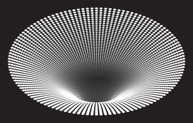 Tünel ya da solucan deliği. Dijital telgraf tüneli. 3 boyutlu tasarım elementi. Arkaplan soyut vektör resmi