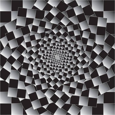 Gradyan Dikdörtgen Vektör illüstrasyonunun Soyut Spiral Monokrom Arkaplanı