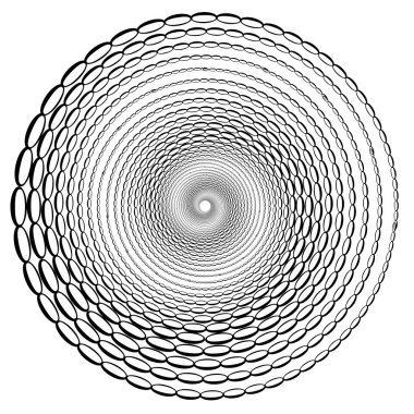 Noktalı Yarım Tonlu Vektör Spiral Tasarım Elemanı. Benek Noktası Yüzüklü Arkaplan