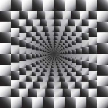Optical illusion. False-appearing distortion of the image. Checkered background. Vector illustration clipart