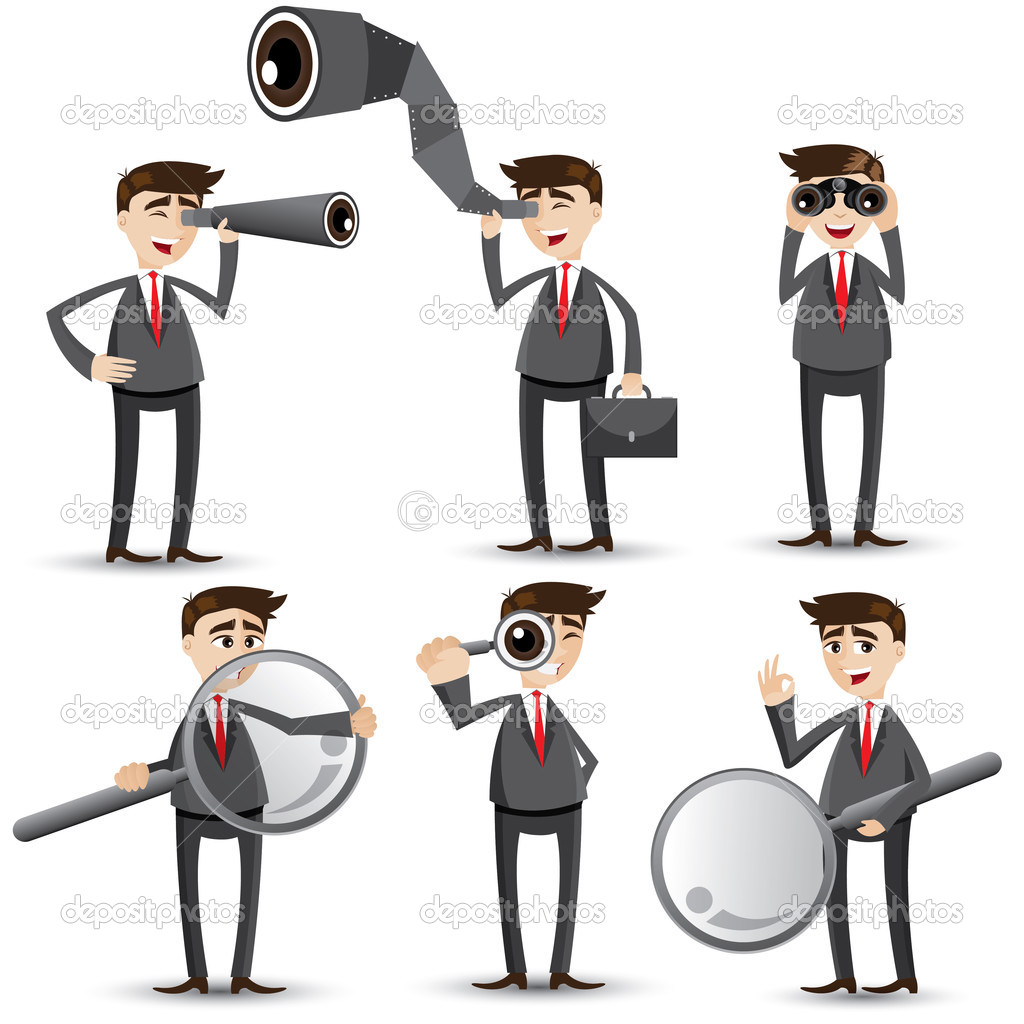 cartoon businessman with searching gesture