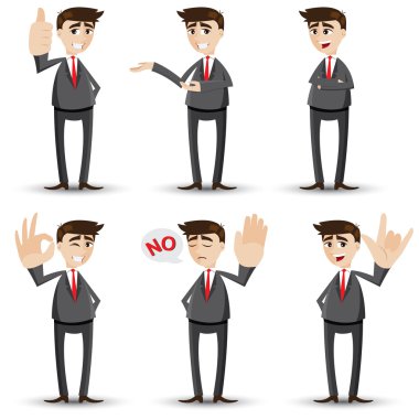 karikatür işadamı el işareti ile