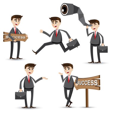 karikatür işadamı hareket kümesini