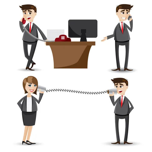 karikatür işadamı telefon ayarla