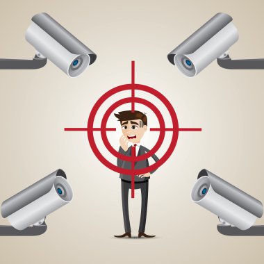 karikatür işadamı kilit hedef üzerinde cctv