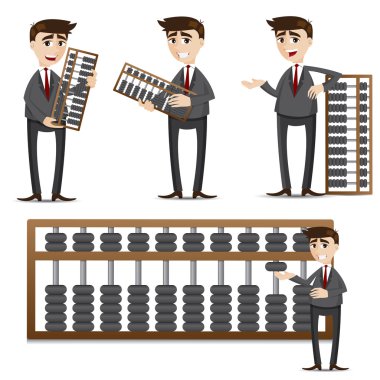 karikatür işadamı abacus seti ile