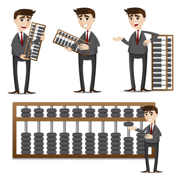 Kreslený podnikatel sadou abacus — Stockový vektor