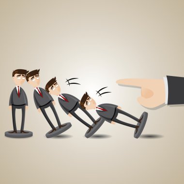 karikatür domino işadamı şekil fall down