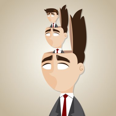 cartoon duplicate businessman in his head clipart