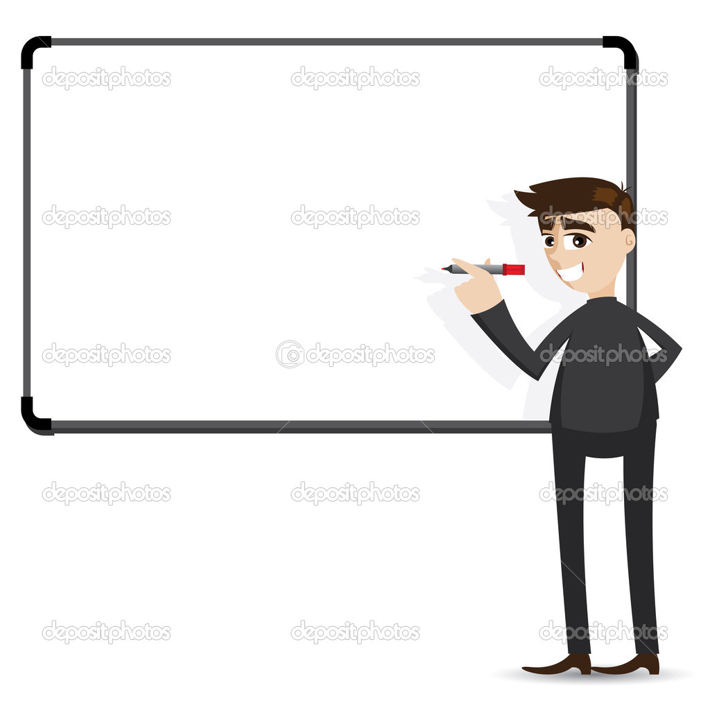 Cartoon businessman writing whiteboard Stock Vector Image by ©Noppadol  #46839851