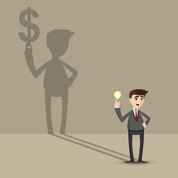 Cartoon businessman holding idea bulb — Stock Vector