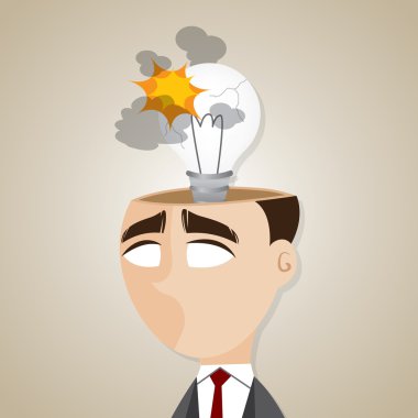 karikatür işadamı ile şok fikir ampul