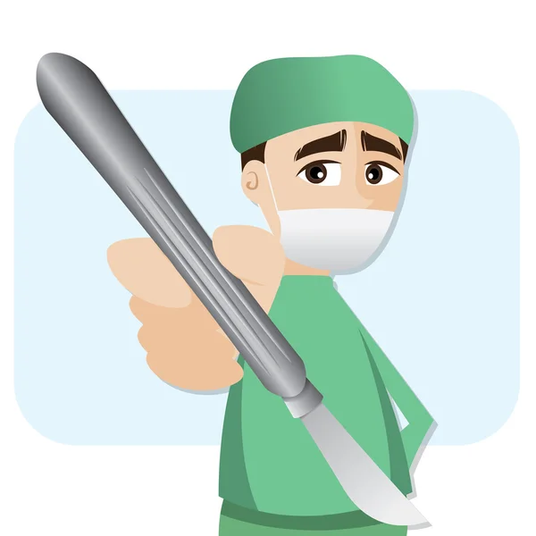 Chirurgien dessin animé avec scalpel — Image vectorielle