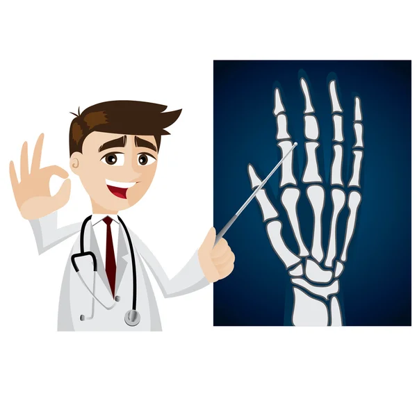 Cartoon doctor with x-ray film — Stock Vector