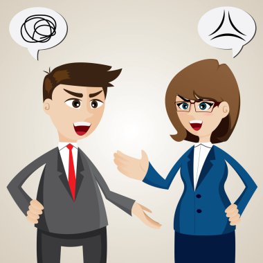 Argument between businessman and businesswoman clipart