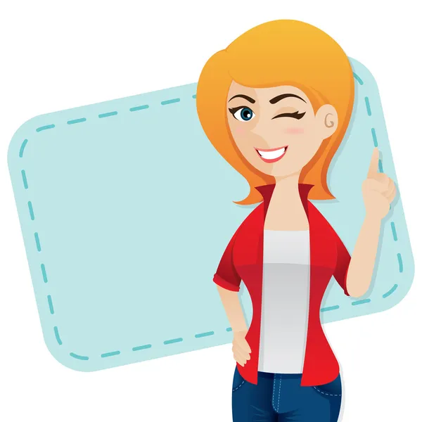 karikatür kendine güvenen kız wink