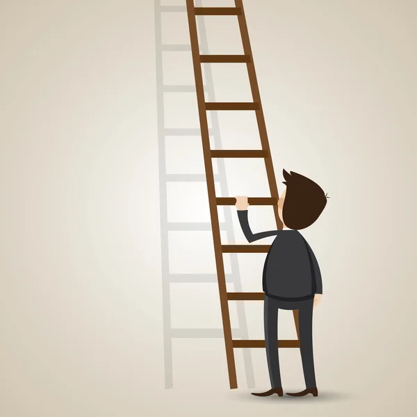 Cartoon zakenman met ladder — Stockvector