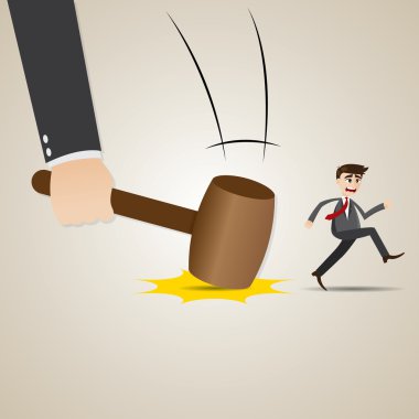 karikatür işadamı çekiç kaçış