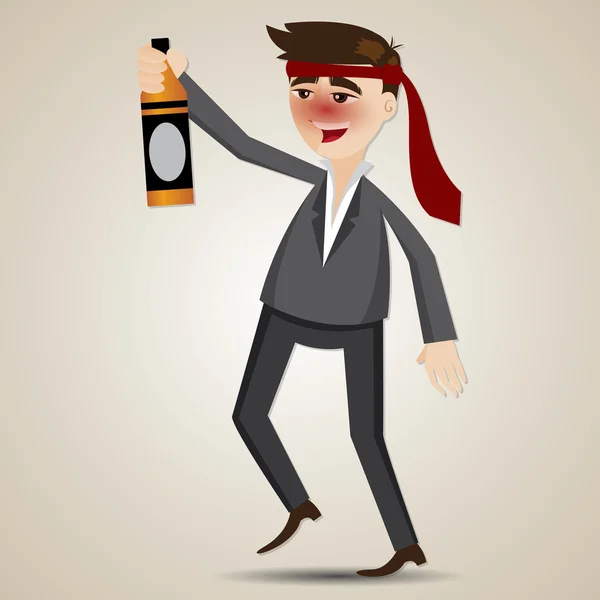 alkol şişeyle sarhoş işadamı cartoon