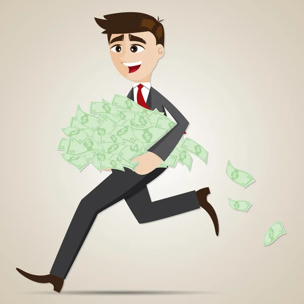 Cartoon zakenman uitvoering geld — Stockvector