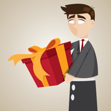 hediye kutusu holding karikatür kukla işadamı