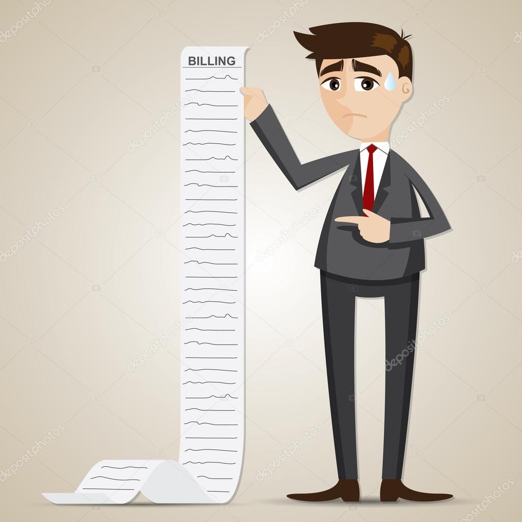 cartoon businessman with long billing paper