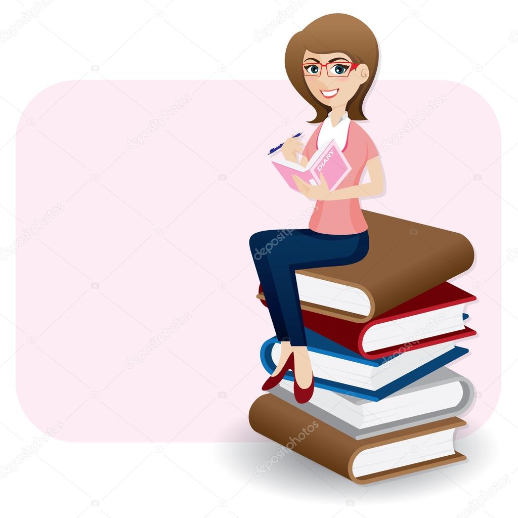 wallpapers Diary Writing Cartoon Images https depositphotos com 47736895 stock illustration cartoon woman writing diary on html