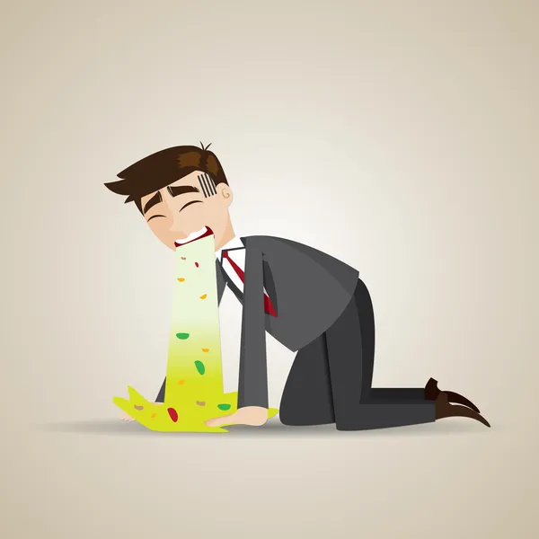 Cartoon businessman puke on floor — Stock Vector