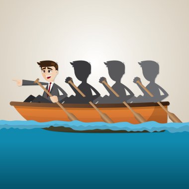 Denizde kürek iş takım cartoon
