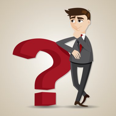 soru işareti ile düşünme karikatür işadamı