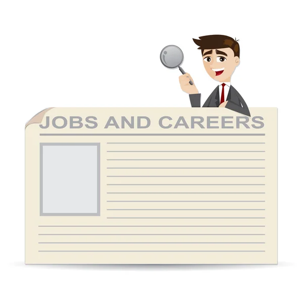 Cartoon zakenman zoeken naar banen en carrières — Stockvector