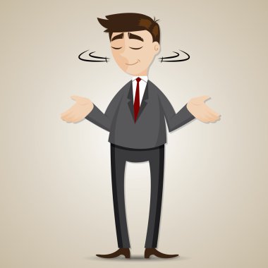 karikatür işadamı omuz silkme, omuz