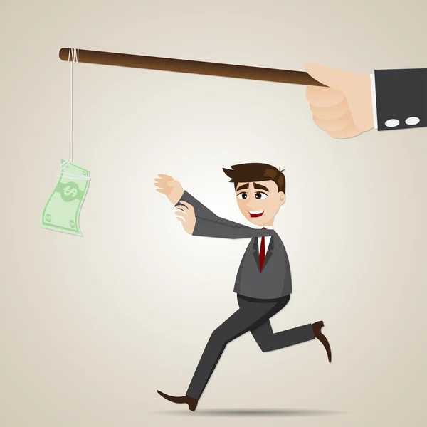 Cartoon luring businessman with money — Stock Vector