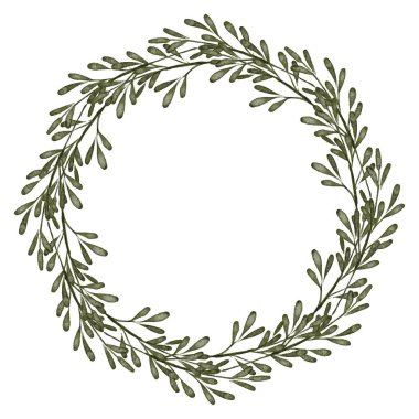 suluboya yeşil yaprak çiçekli daire çelenk kenarı