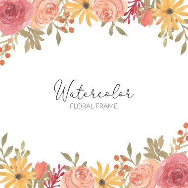 Suluboya gül çiçek düzenleme kare çerçeve