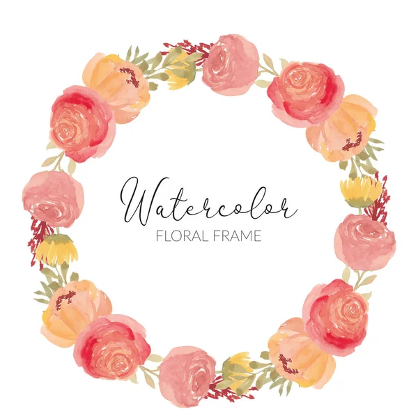 Watercolor Wreath Flower Rose Floral Arrangement — Vetor de Stock