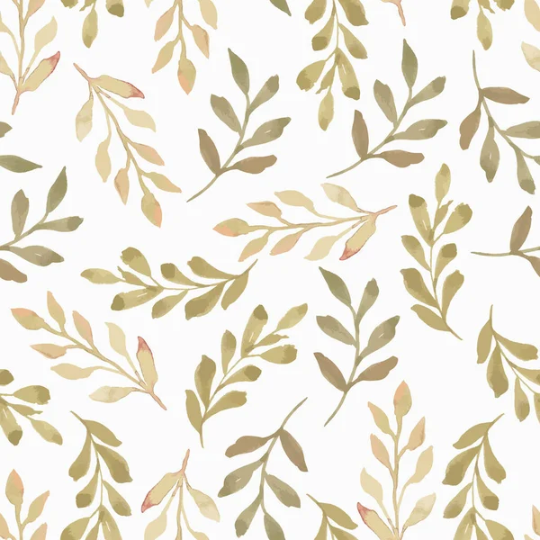 Watercolor Leaf Foliage Floral Seamless Pattern — ストックベクタ