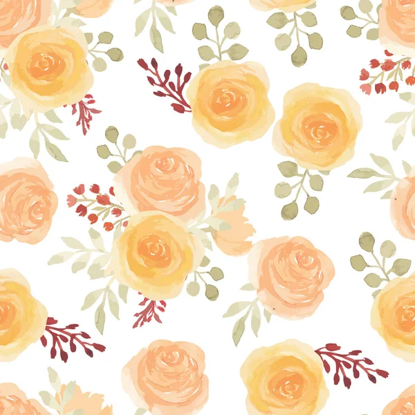 Watercolor Beautiful Rose Flower Floral Repeat Pattern — Stockový vektor