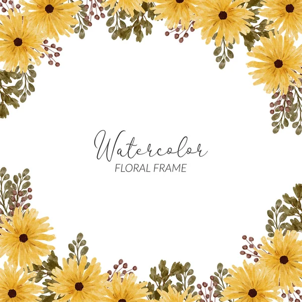 Watercolor Blooming Flower Frame Paint Decoration — Image vectorielle