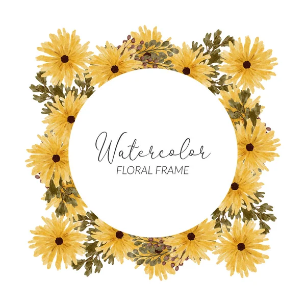 Watercolor Blooming Flower Frame Decoration — Wektor stockowy