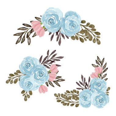 Suluboya kırsal gül çiçek düzenleme seti