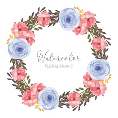 Watercolor rose flower bouquet frame wreath vector