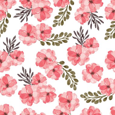 Watercolor cherry blossom flower arrangement seamless pattern vector