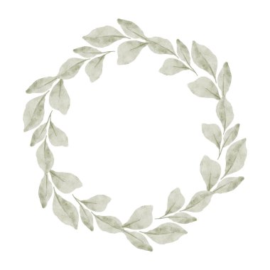 Okaliptüs yaprağı çiçekli çelenk suluboya