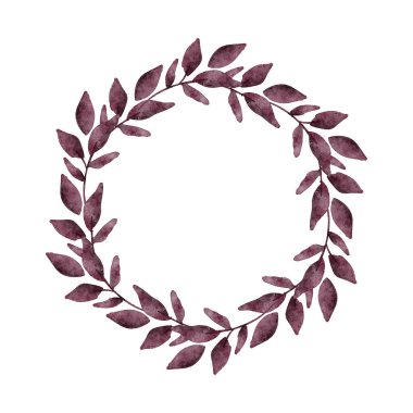 Yaprak yaprağı çiçekli çelenk suluboya