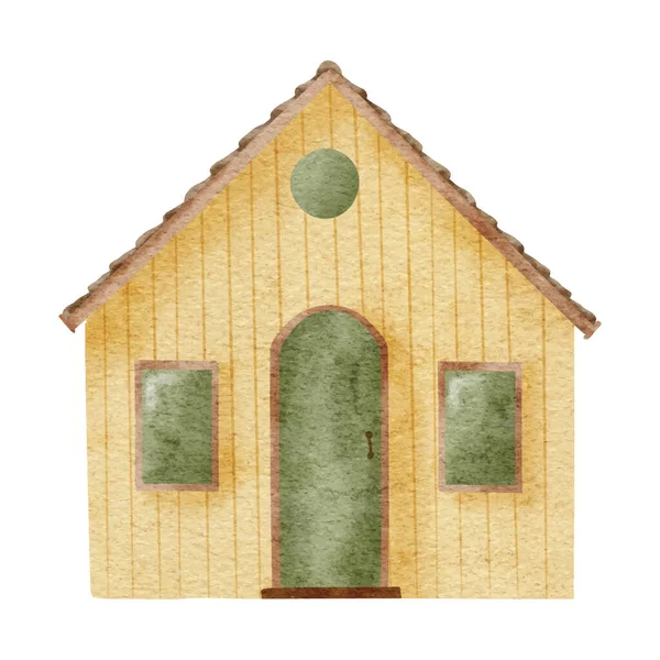 Watercolor Classic House Home Cartoon Clip Art — Stock Vector