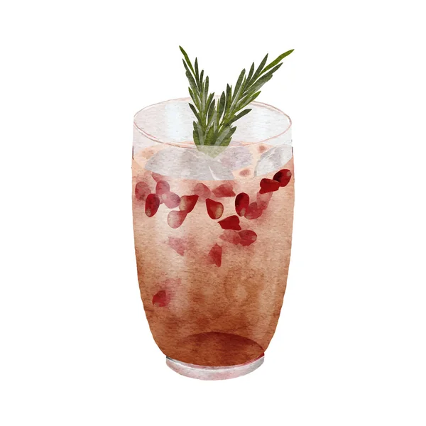 Illustration Aquarelle Cocktail Avec Clip Art Romarin — Image vectorielle
