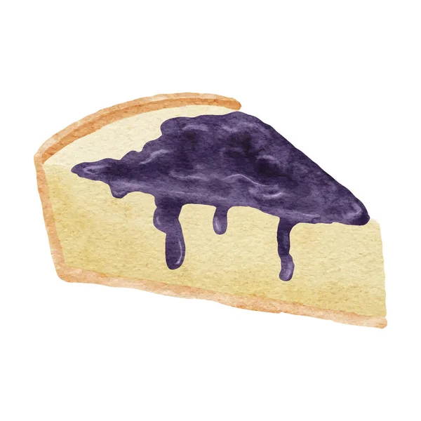 Aquarell Blaubeermarmelade Käsekuchen Dessert Illustration — Stockvektor